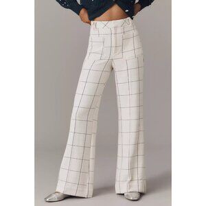 Anthropologie Maeve Knit Jude Plaid Trousers White Multi 10